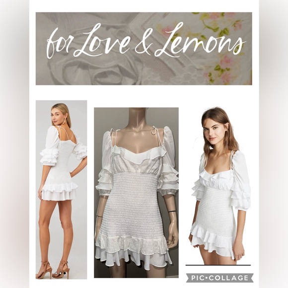 For Love & Lemons Bora Bora Ruffle Mini Dress L - Picture 1 of 11